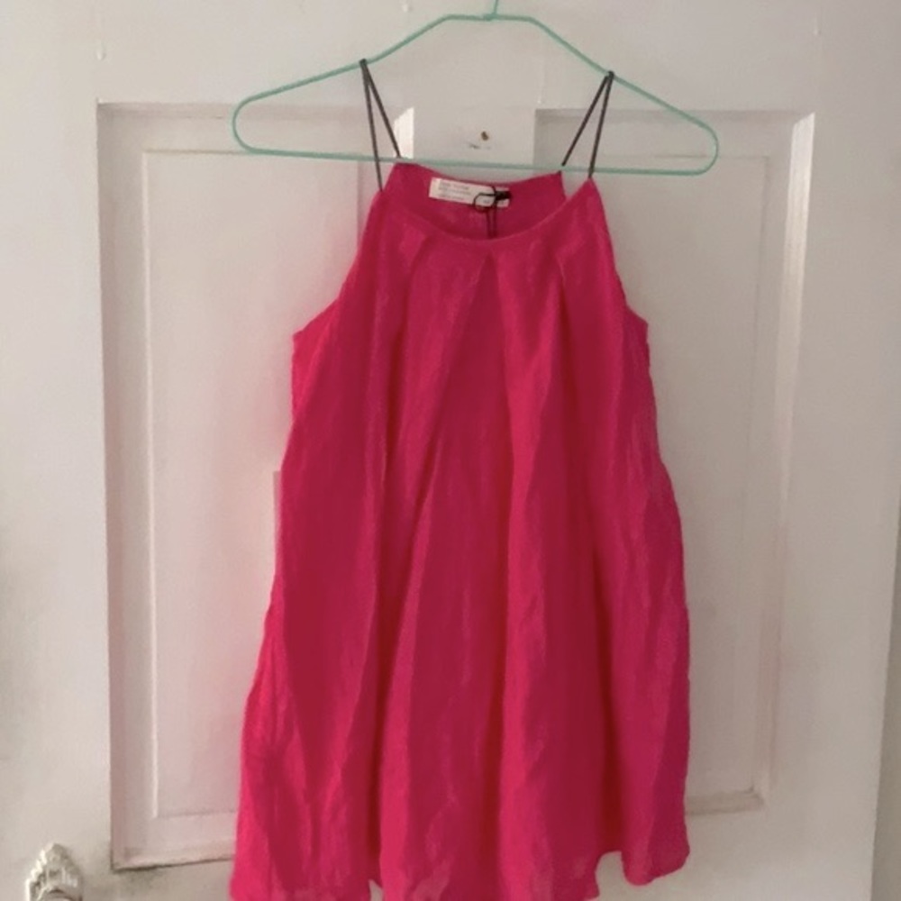 NWT Zara Girls Bright Pink Spaghetti-Strap Sundress in size 7